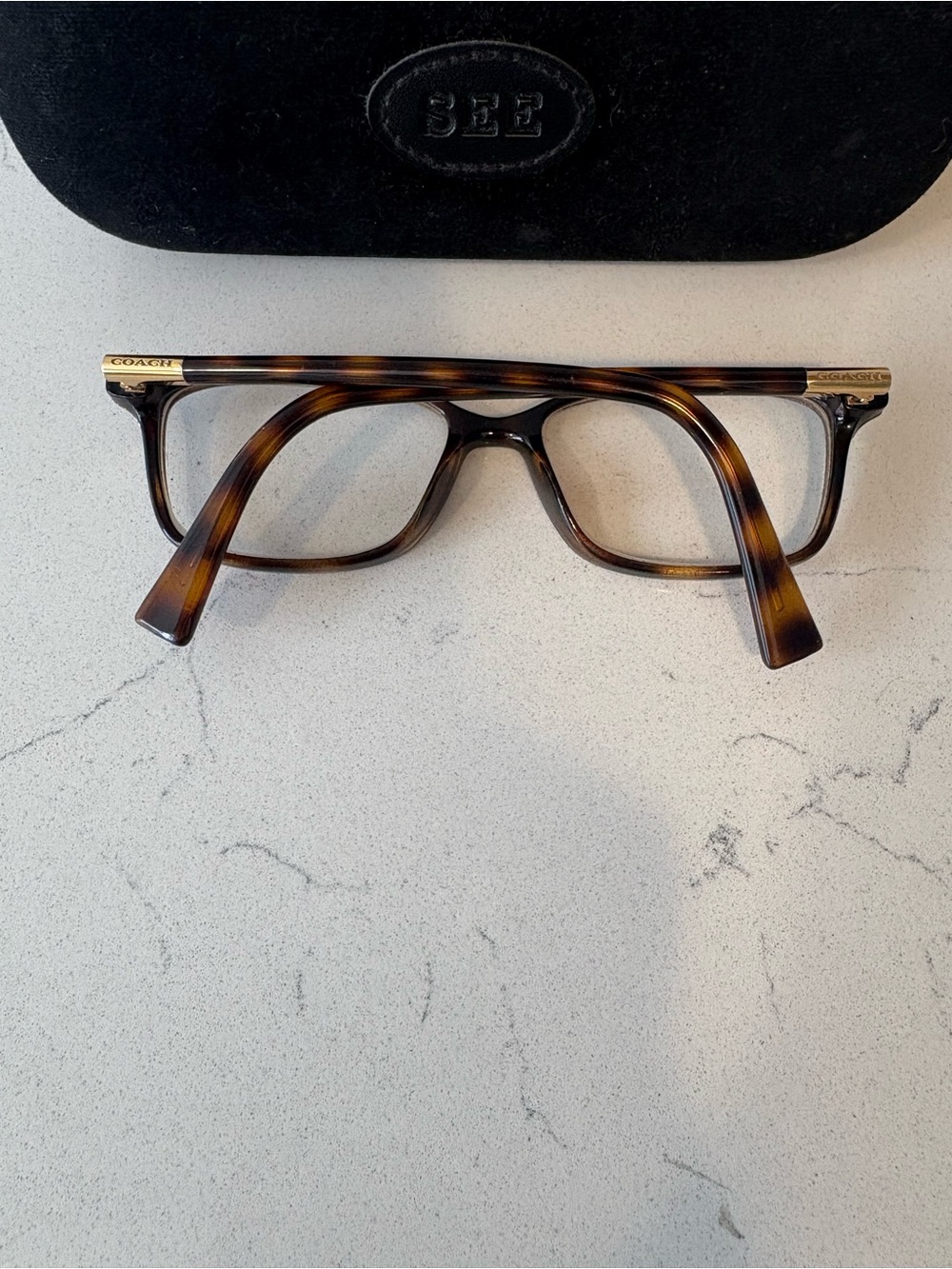 Coach Tortoise Shell prescription Eyeglasses with Gold Accents